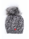 Winter hat with pompom, black C39 - Online store - Boutique